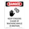 Signmission OSHA Danger Sign, Keep Fingers Clear, 24in X 18in Aluminum, 18" W, 24" L, Portrait OS-DS-A-1824-V-1386 - alternate 1